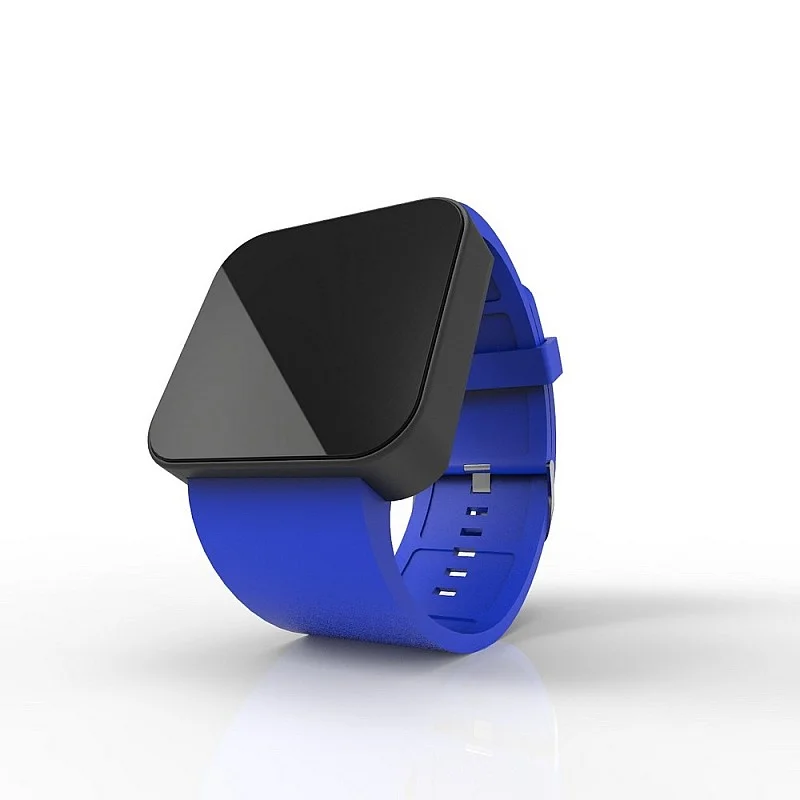 (Cool Watch Saat - Siyah Mat Dokunmatik Kasa - Mavi Kayış Unisex)