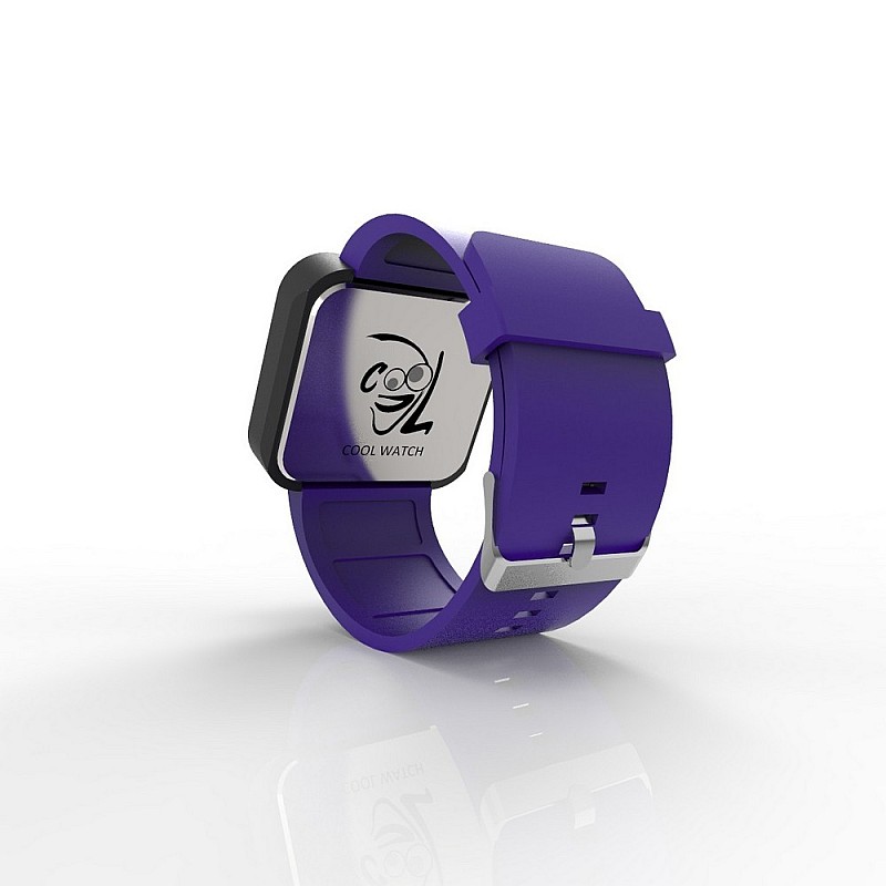 Cool Watch Saat - Siyah Mat Dokunmatik Kasa - Mor Kayış Unisex