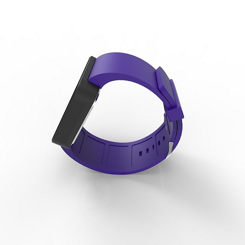 Cool Watch Saat - Siyah Mat Dokunmatik Kasa - Mor Kayış Unisex