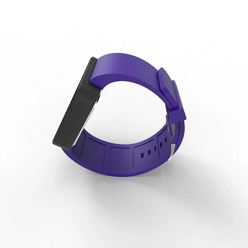 Cool Watch Saat - Siyah Mat Dokunmatik Kasa - Mor Kayış Unisex