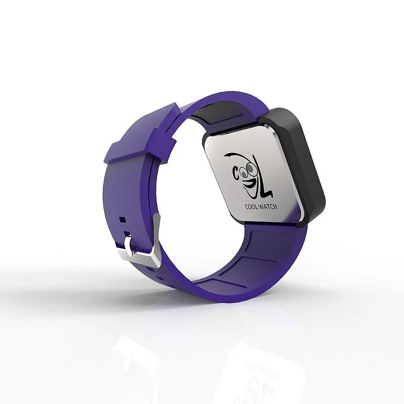 Cool Watch Saat - Siyah Mat Dokunmatik Kasa - Mor Kayış Unisex