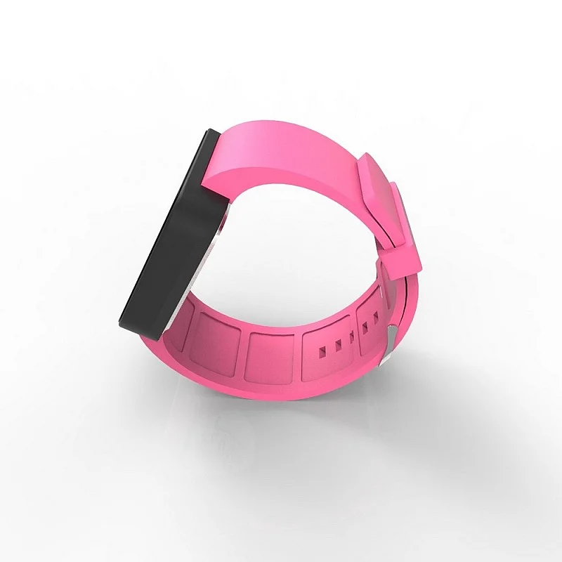 (Cool Watch Saat - Siyah Mat Dokunmatik Kasa - Pembe Kayış Unisex)