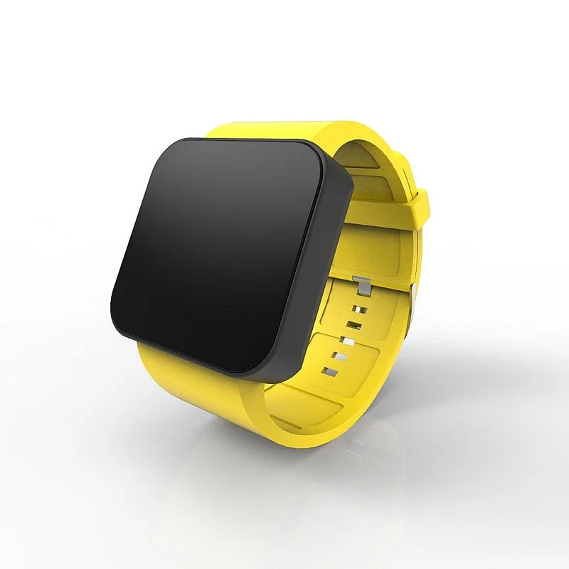 Cool Watch Saat - Siyah Mat Dokunmatik Kasa - Sarı Kayış Unisex