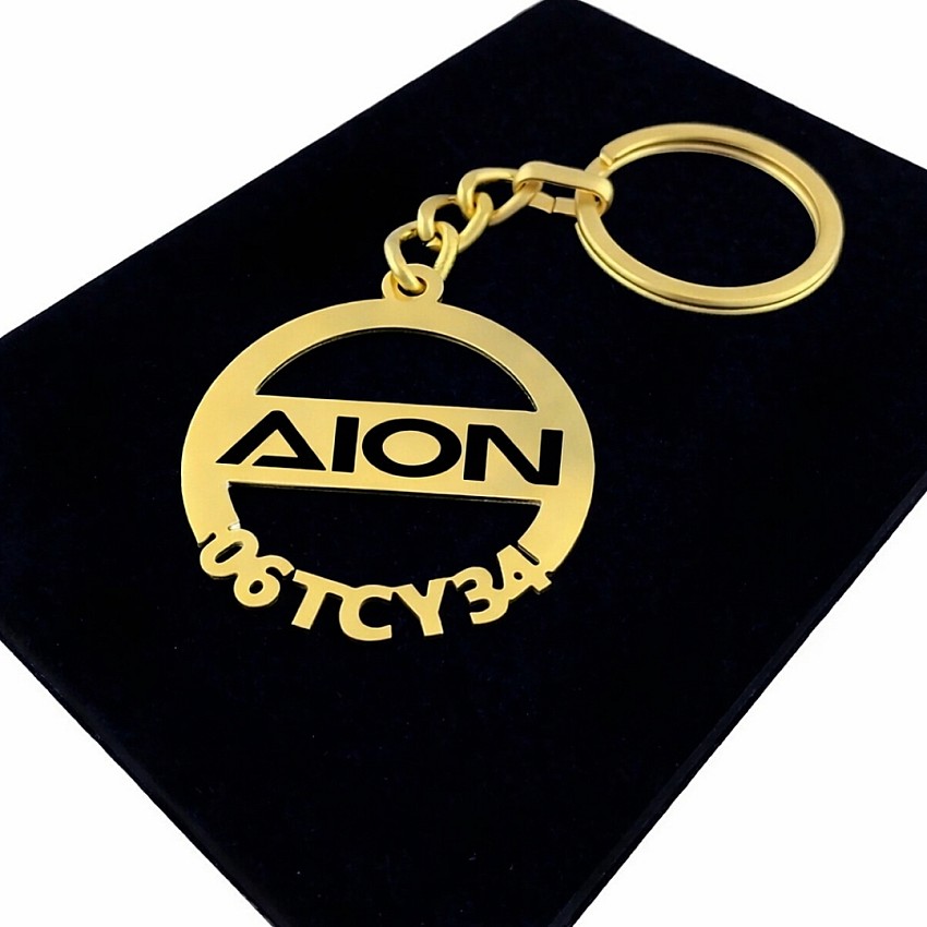 Aion Anahtarlık - Metal Kişiye Özel Gold 24K Ayar Gerçek Altın Kaplama