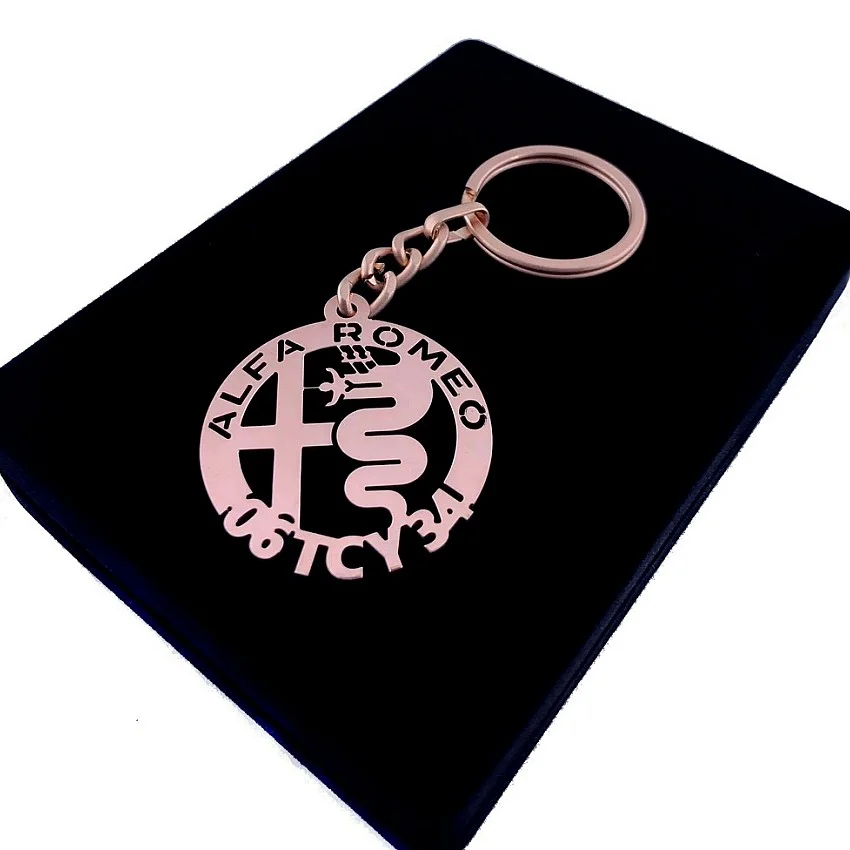 Alfa Romeo Anahtarlık - Metal Kişiye Özel Rose 24K Ayar Gerçek Altın Kaplama