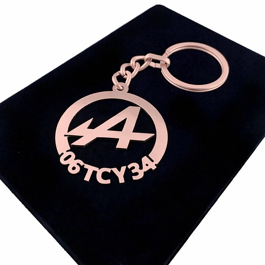 Alpine Anahtarlık - Metal Kişiye Özel Rose 24K Ayar Gerçek Altın Kaplama