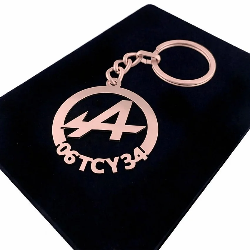 Alpine Anahtarlık - Metal Kişiye Özel Rose 24K Ayar Gerçek Altın Kaplama