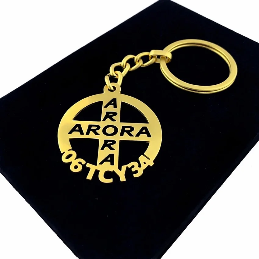Arora Anahtarlık - Metal Kişiye Özel Gold 24K Ayar Gerçek Altın Kaplama
