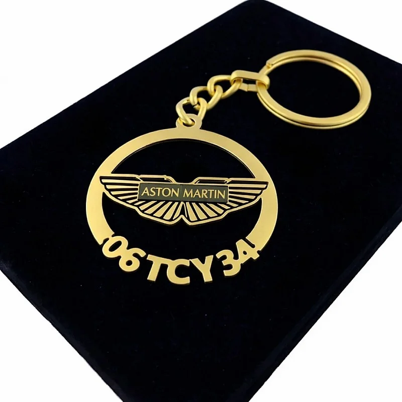 Aston Martin Anahtarlık - Metal Kişiye Özel Gold 24K Ayar Gerçek Altın Kaplama