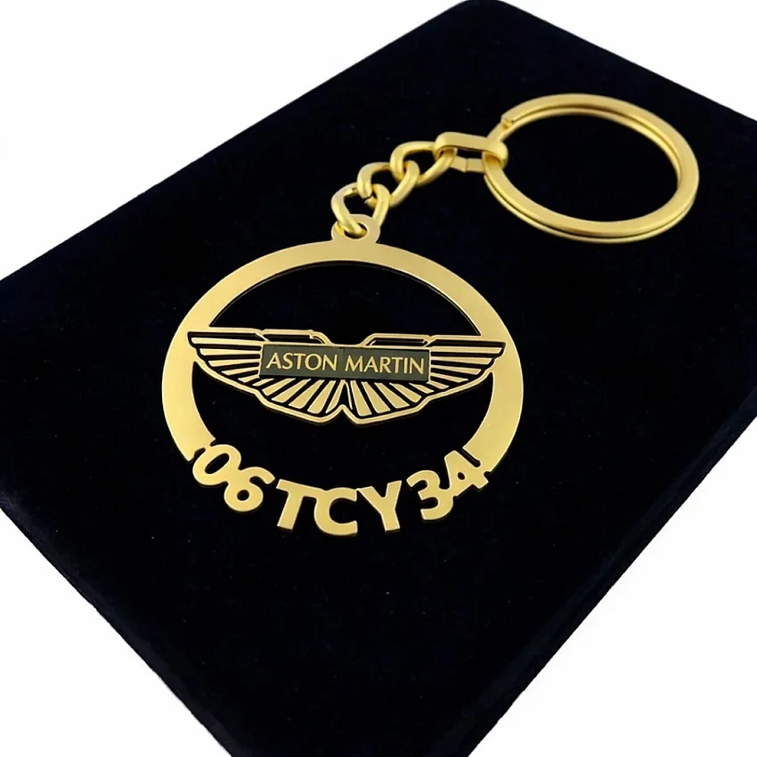 Aston Martin Anahtarlık - Metal Kişiye Özel Gold 24K Ayar Gerçek Altın Kaplama