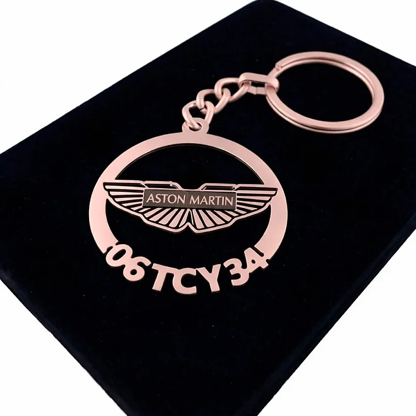 Aston Martin Anahtarlık - Metal Kişiye Özel Rose 24K Ayar Gerçek Altın Kaplama