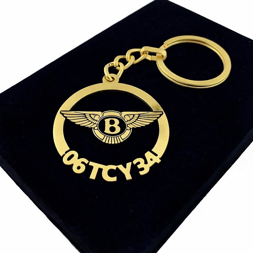 Bentley Anahtarlık - Metal Kişiye Özel Gold 24K Ayar Gerçek Altın Kaplama