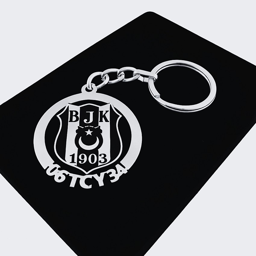 Beşiktaş Anahtarlık - Metal Kişiye Özel 925 Ayar Gümüş Kaplama