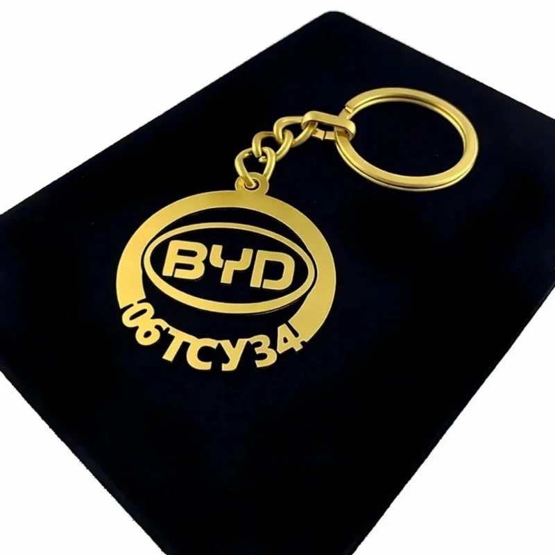 Byd Anahtarlık - Metal Kişiye Özel Gold 24K Ayar Gerçek Altın Kaplama