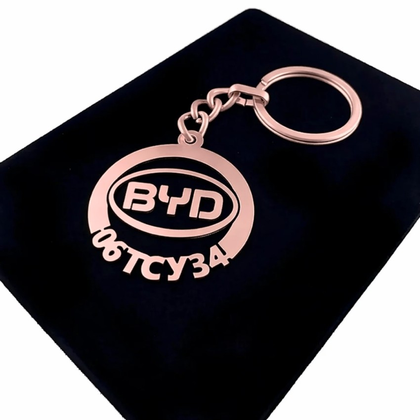 Byd Anahtarlık - Metal Kişiye Özel Rose 24K Ayar Gerçek Altın Kaplama