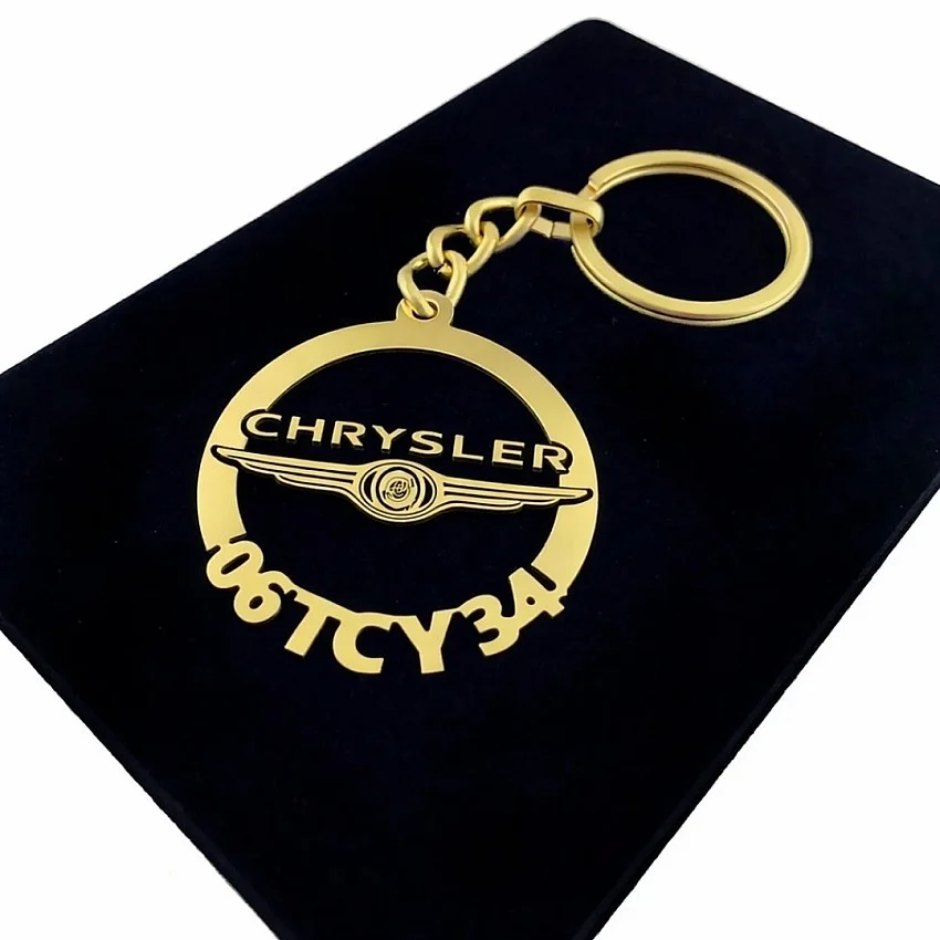 Chrysler Anahtarlık - Metal Kişiye Özel Gold 24K Ayar Gerçek Altın Kaplama