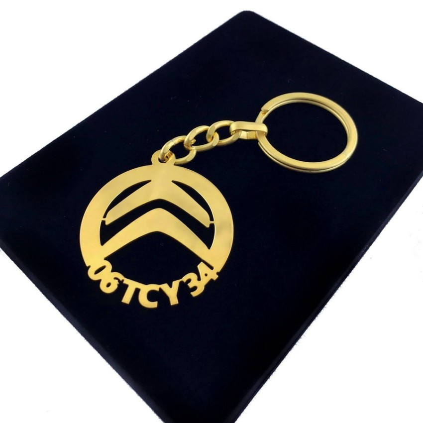 Citroen Anahtarlık - Metal Kişiye Özel Gold 24K Ayar Gerçek Altın Kaplama