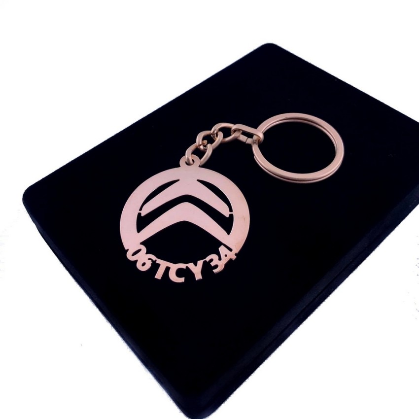 Citroen Anahtarlık - Metal Kişiye Özel Rose 24K Ayar Gerçek Altın Kaplama