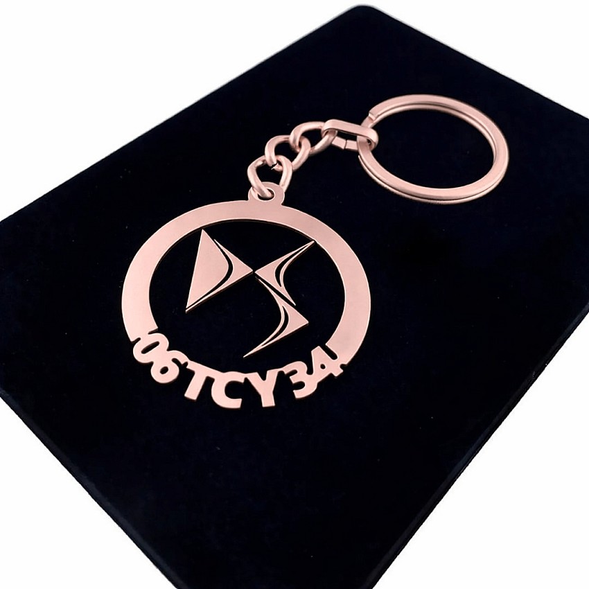 DS Automobiles Anahtarlık - Metal Kişiye Özel Rose 24K Ayar Gerçek Altın Kaplama