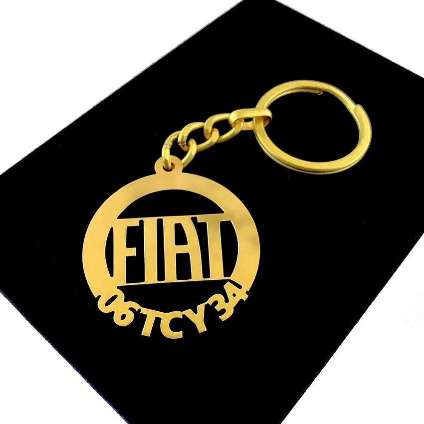 Fiat Anahtarlık - Metal Kişiye Özel Gold 24K Ayar Gerçek Altın Kaplama