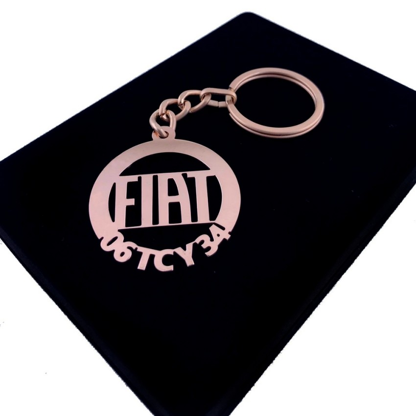 Fiat Anahtarlık - Metal Kişiye Özel Rose 24K Ayar Gerçek Altın Kaplama