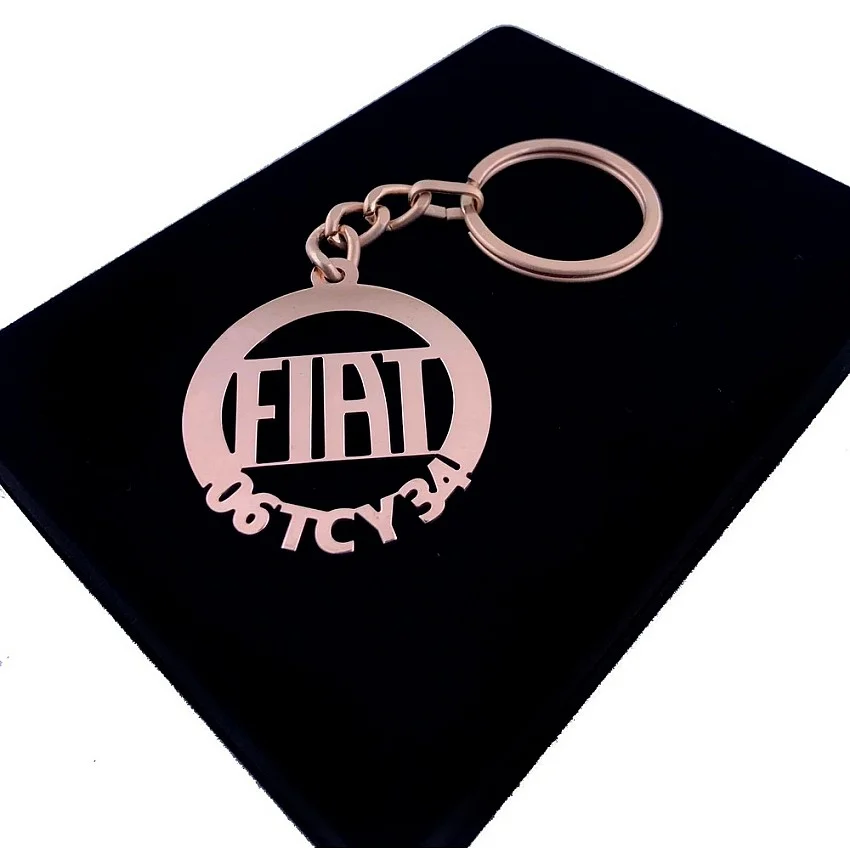 Fiat Anahtarlık - Metal Kişiye Özel Rose 24K Ayar Gerçek Altın Kaplama