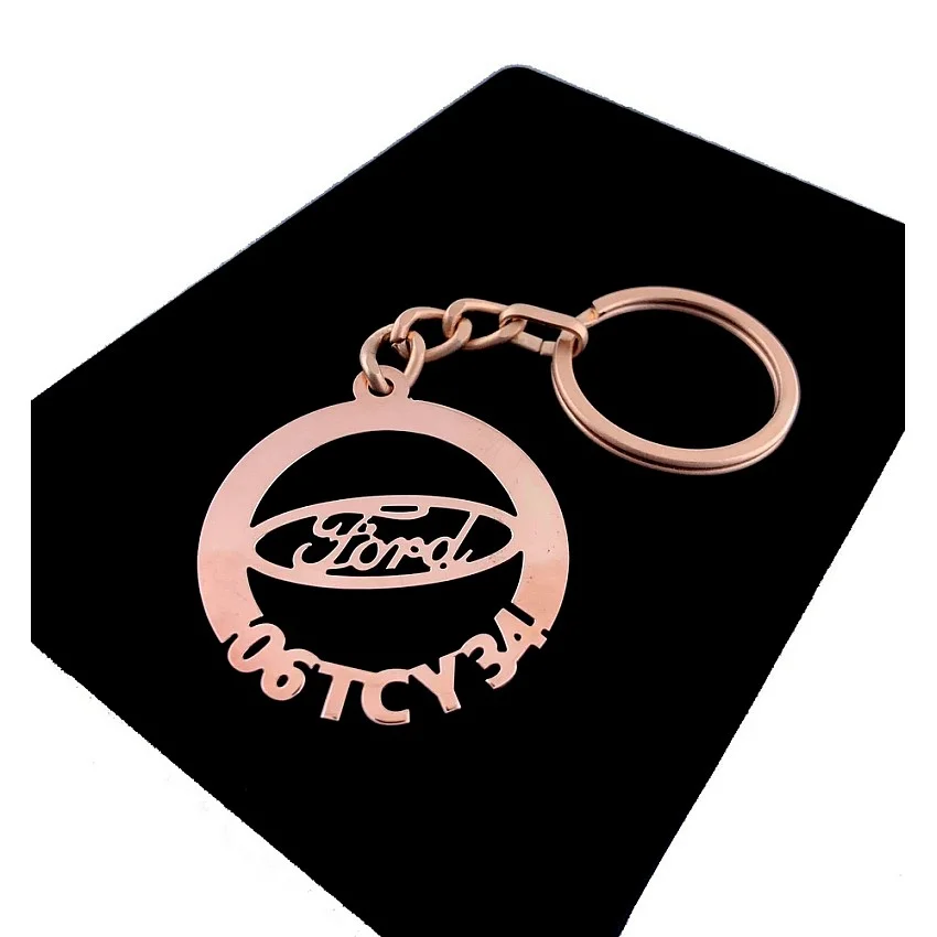 Ford Anahtarlık - Metal Kişiye Özel Rose 24K Ayar Gerçek Altın Kaplama