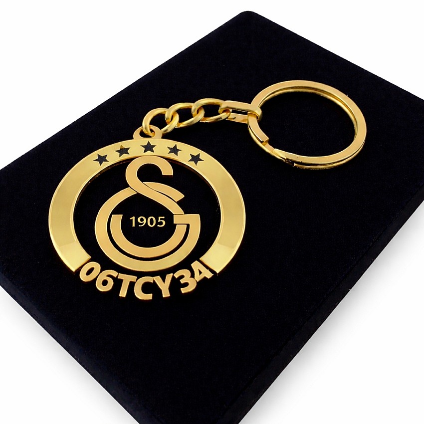 Galatasaray Anahtarlık - Metal Kişiye Özel Gold 24K Ayar Gerçek Altın Kaplama
