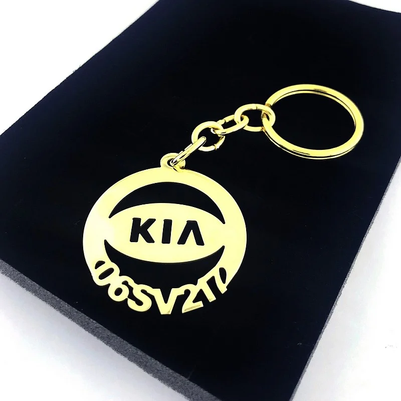 (Kia Anahtarlık - Metal Kişiye Özel Gold 24K Ayar Gerçek Altın Kaplama)