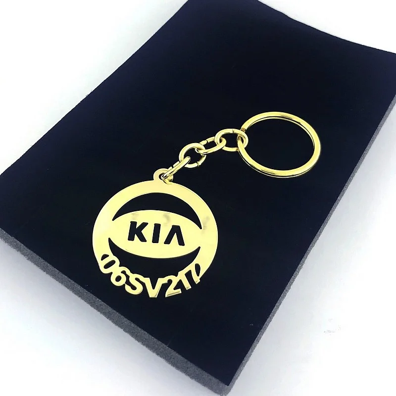 (Kia Anahtarlık - Metal Kişiye Özel Gold 24K Ayar Gerçek Altın Kaplama)