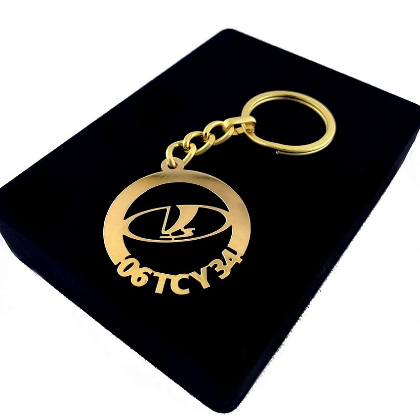Lada Anahtarlık - Metal Kişiye Özel Gold 24K Ayar Gerçek Altın Kaplama
