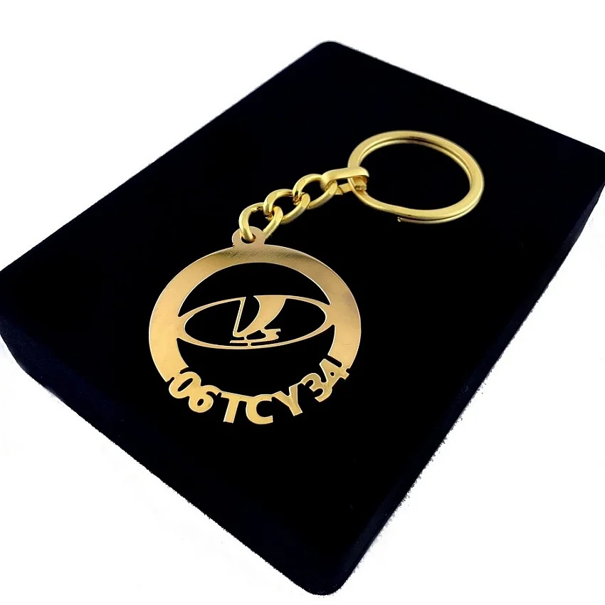 Lada Anahtarlık - Metal Kişiye Özel Gold 24K Ayar Gerçek Altın Kaplama