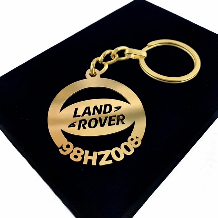 Land Rover Anahtarlık - Metal Kişiye Özel Gold 24K Ayar Gerçek Altın Kaplama