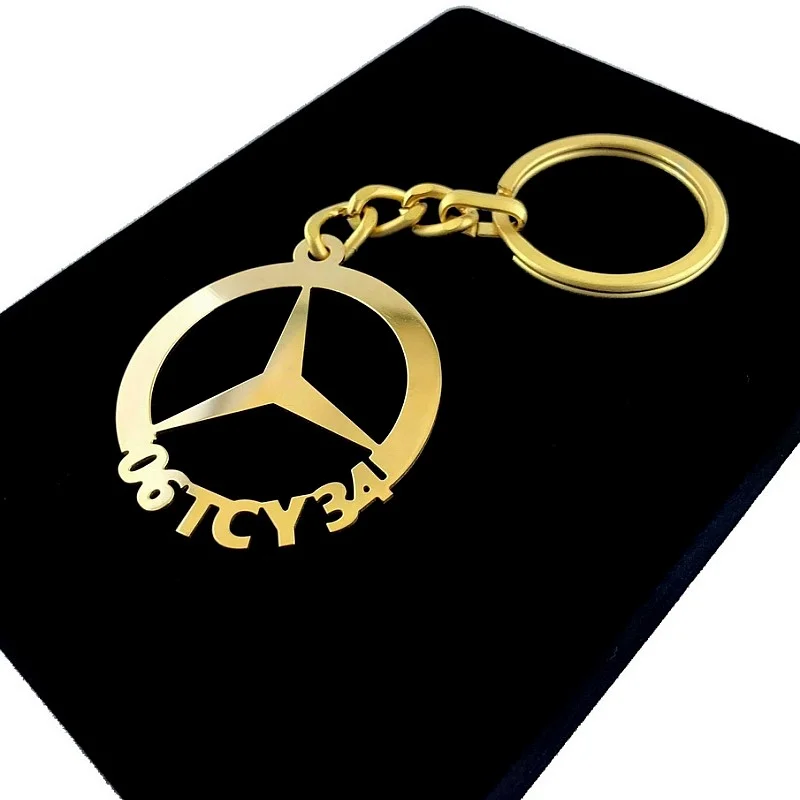 Mercedes Benz Anahtarlık - Metal Kişiye Özel Gold 24K Ayar Gerçek Altın Kaplama