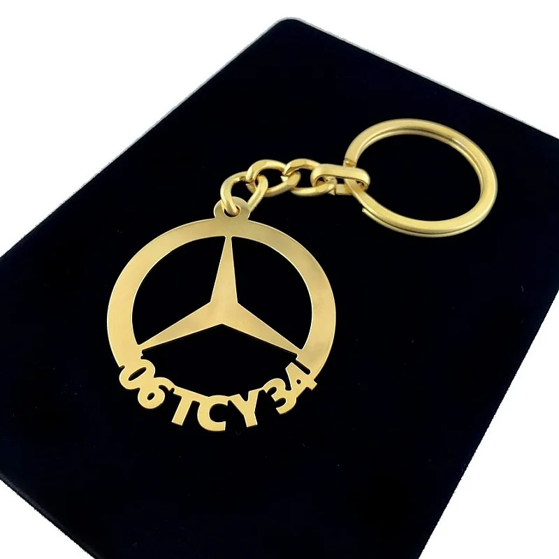 Mercedes Benz Anahtarlık - Metal Kişiye Özel Gold 24K Ayar Gerçek Altın Kaplama