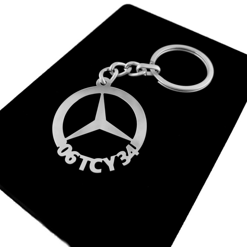 Kişiye Özel - Metal Mercedes Benz - Gümüş Anahtarlık Gerçek Gümüş Kaplama