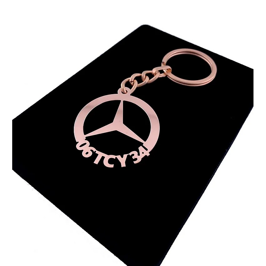 Mercedes Benz Anahtarlık - Metal Kişiye Özel Rose 24K Ayar Gerçek Altın Kaplama