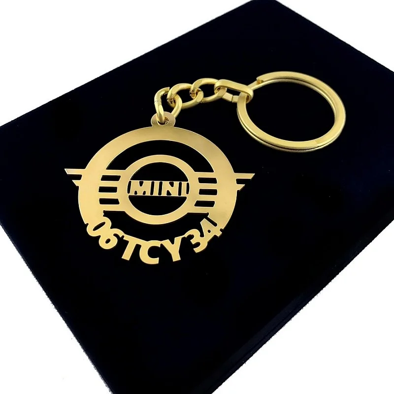 Kişiye Özel - Metal Mini-Cooper - Gold Plaka Anahtarlık Gerçek Altın Kaplama Kişiye Özel - Metal Mini-Cooper - Gold Plaka Anahtarlık Gerçek Altın Kaplama