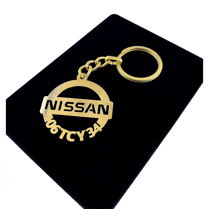 Nissan Anahtarlık - Metal Kişiye Özel Gold 24K Ayar Gerçek Altın Kaplama