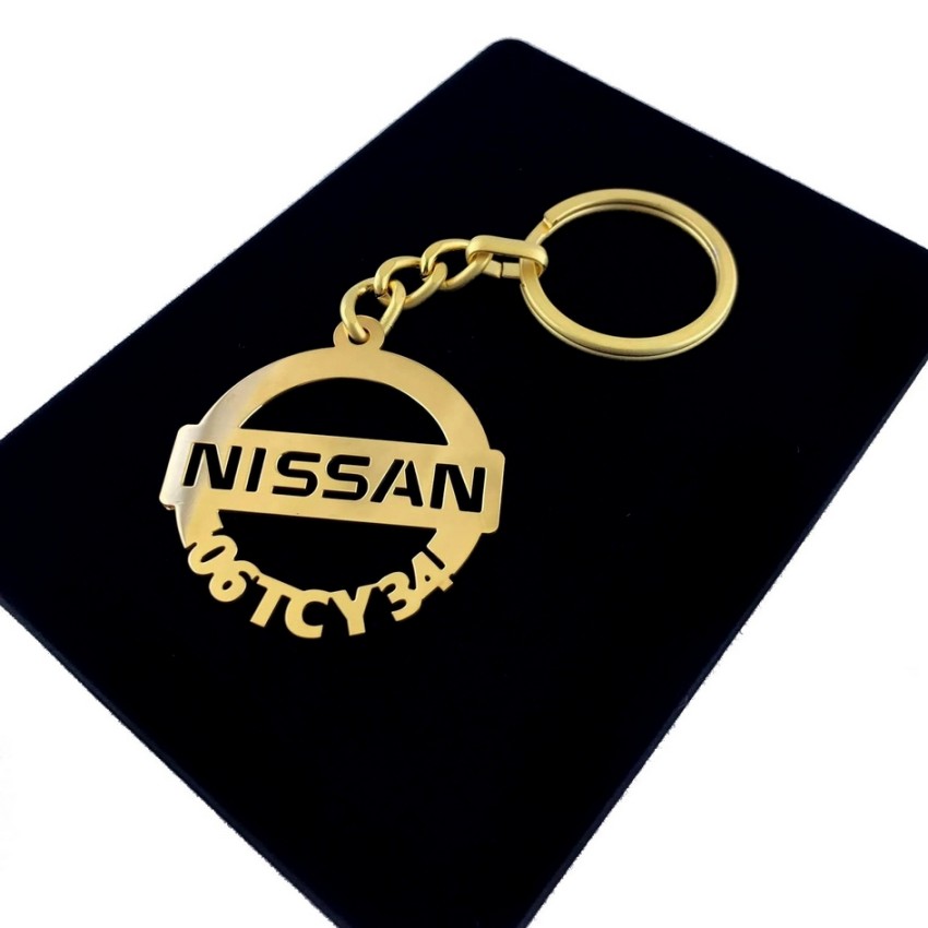 Nissan Anahtarlık - Metal Kişiye Özel Gold 24K Ayar Gerçek Altın Kaplama