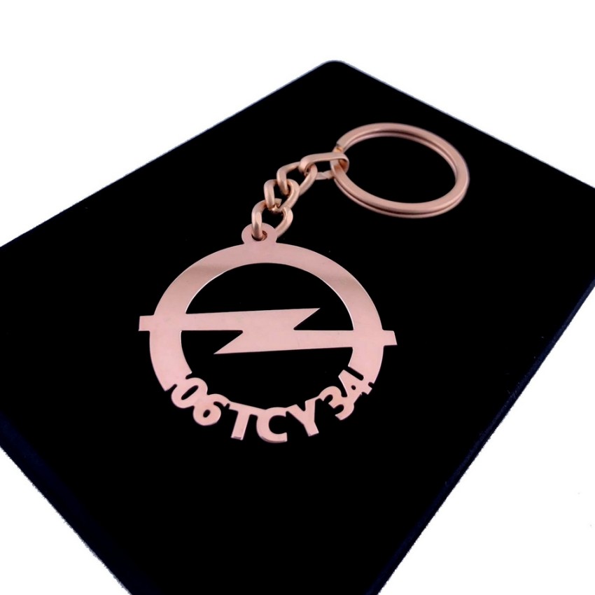 Opel Anahtarlık - Metal Kişiye Özel Rose 24K Ayar Gerçek Altın Kaplama