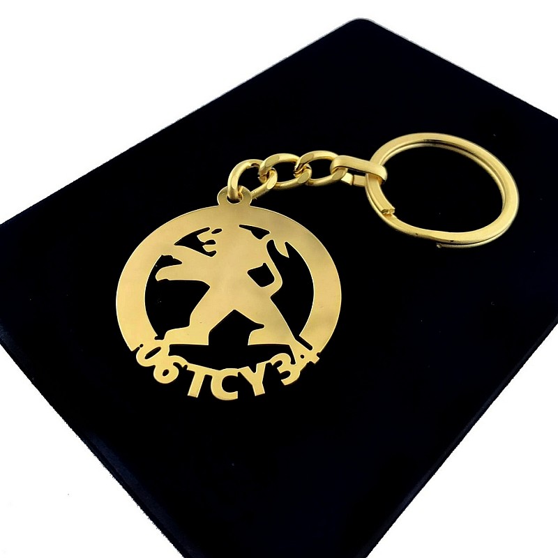 Peugeot Anahtarlık - Metal Kişiye Özel Gold 24K Ayar Gerçek Altın Kaplama