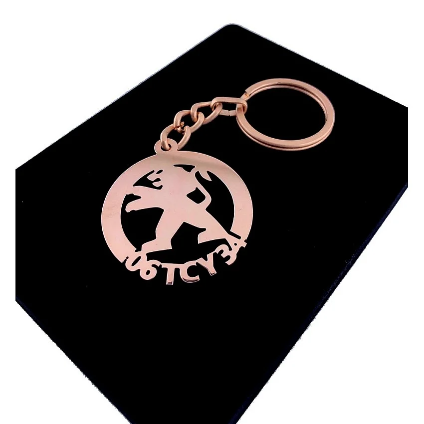 Peugeot Anahtarlık - Metal Kişiye Özel Rose 24K Ayar Gerçek Altın Kaplama