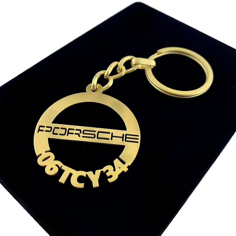 Kişiye Özel - Metal Porsche - Gold Plaka Anahtarlık Gerçek Altın Kaplama Kişiye Özel - Metal Porsche - Gold Plaka Anahtarlık Gerçek Altın Kaplama