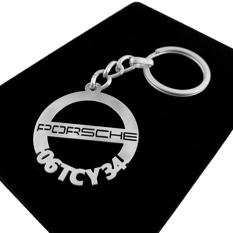 (Porsche Anahtarlık - Metal Kişiye Özel 925 Ayar Gümüş Kaplama)
