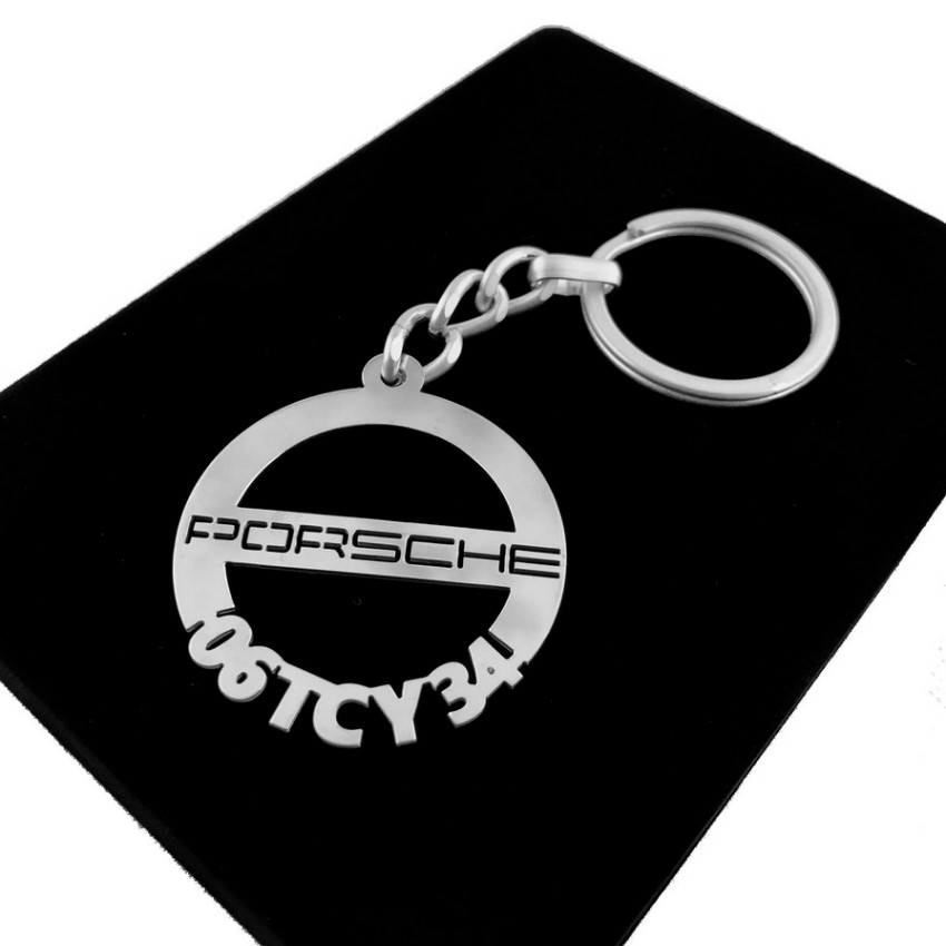Porsche Anahtarlık - Metal Kişiye Özel 925 Ayar Gümüş Kaplama