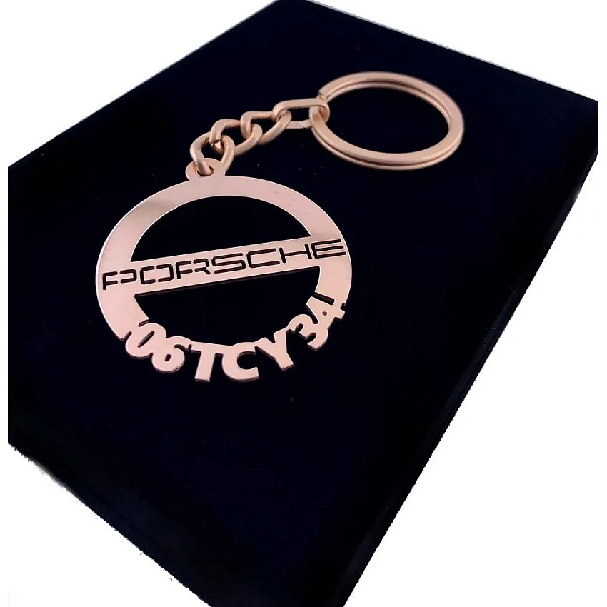 Porsche Anahtarlık - Metal Kişiye Özel Rose 24K Ayar Gerçek Altın Kaplama
