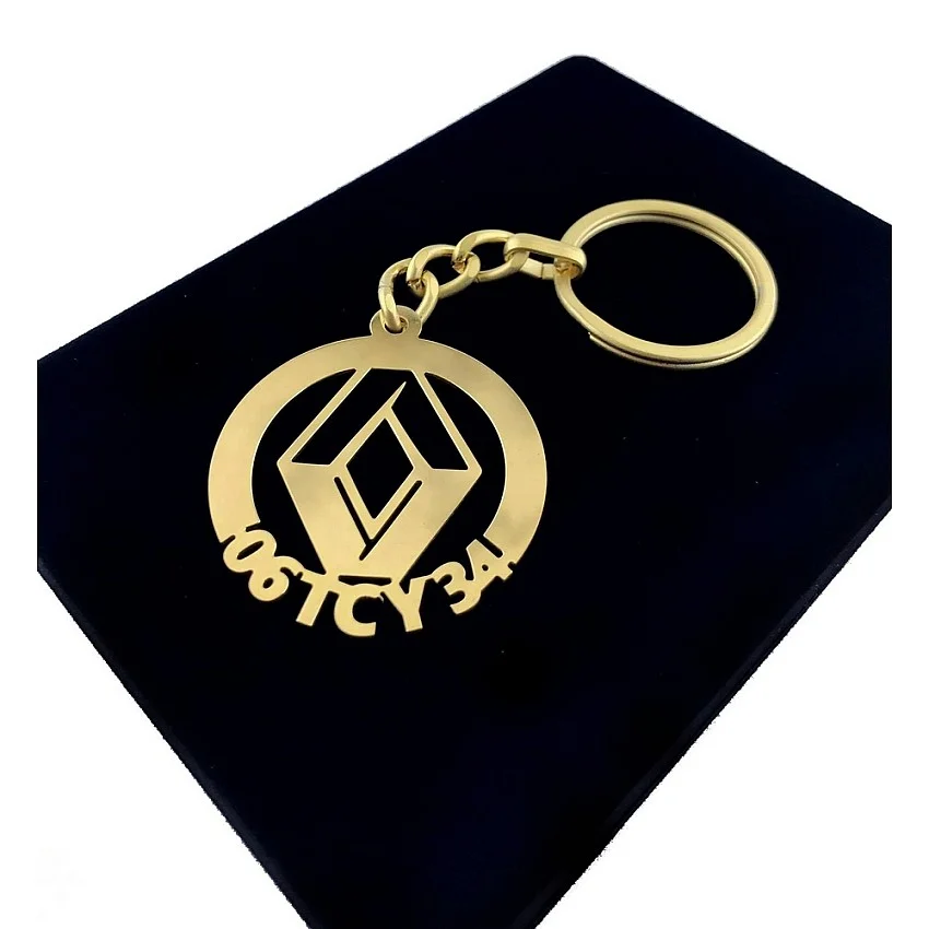 Renault Anahtarlık - Metal Kişiye Özel Gold 24K Ayar Gerçek Altın Kaplama