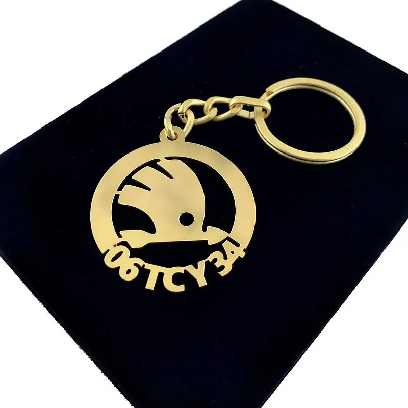 Kişiye Özel - Metal Skoda - Gold Plaka Anahtarlık Gerçek Altın Kaplama Kişiye Özel - Metal Skoda - Gold Plaka Anahtarlık Gerçek Altın Kaplama