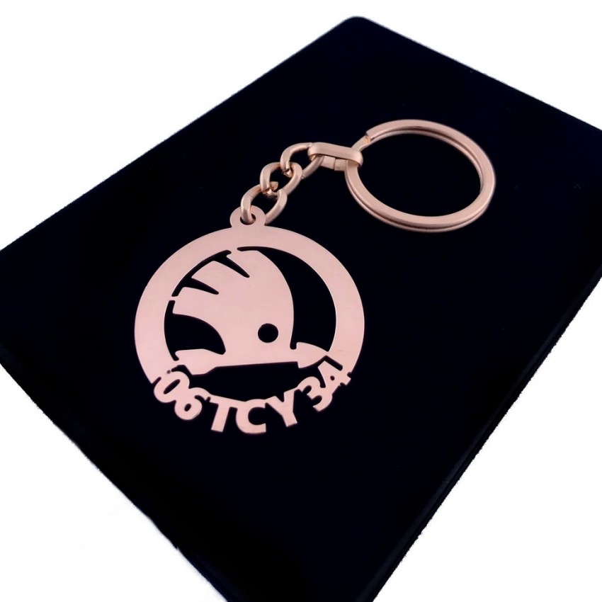 Skoda Anahtarlık - Metal Kişiye Özel Rose 24K Ayar Gerçek Altın Kaplama